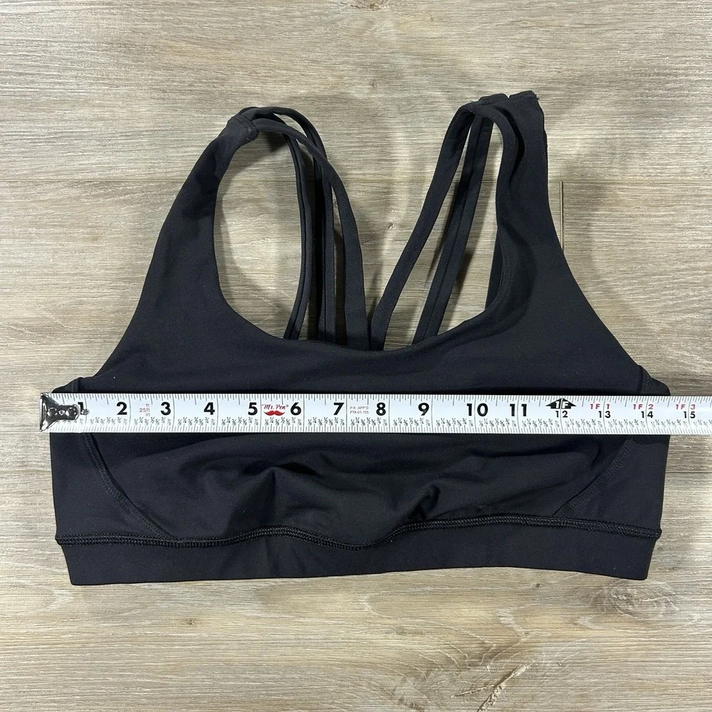 Lululemon Size 10 Black Energy Bra Exhale Mesh Criss Cross Medium Support B/C